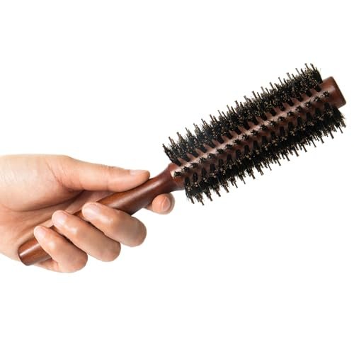 Boar Bristle Round Hair Brush Set with Nylon Pin - Wooden Handle for Straightening, Curling, Volumizing & Detangling (2 Brushes) - görsel 10