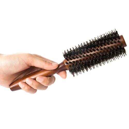 Boar Bristle Round Hair Brush Set with Nylon Pin - Wooden Handle for Straightening, Curling, Volumizing & Detangling (2 Brushes) - görsel 12