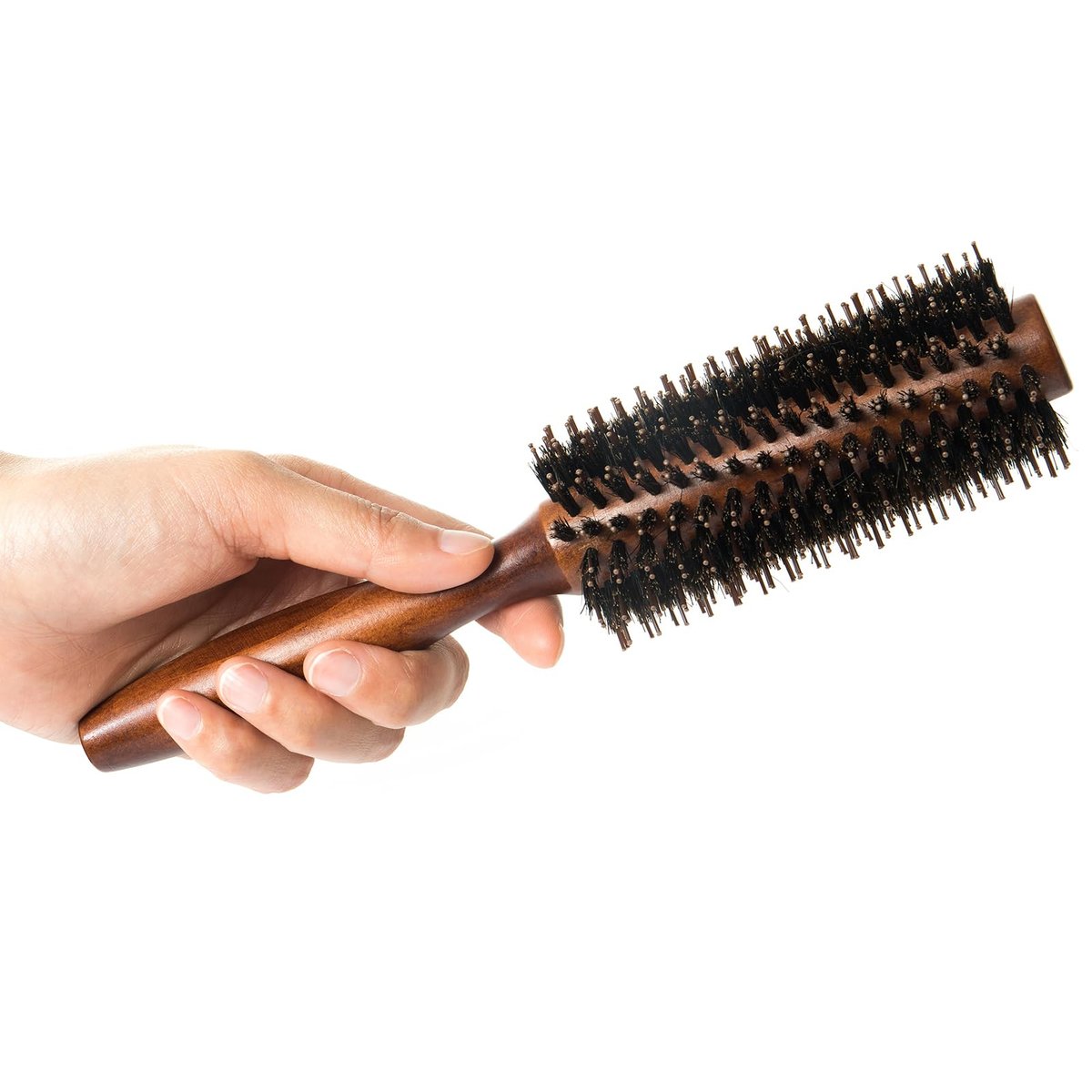 Boar Bristle Round Hair Brush Set with Nylon Pin - Wooden Handle for Straightening, Curling, Volumizing & Detangling (2 Brushes) - görsel 11