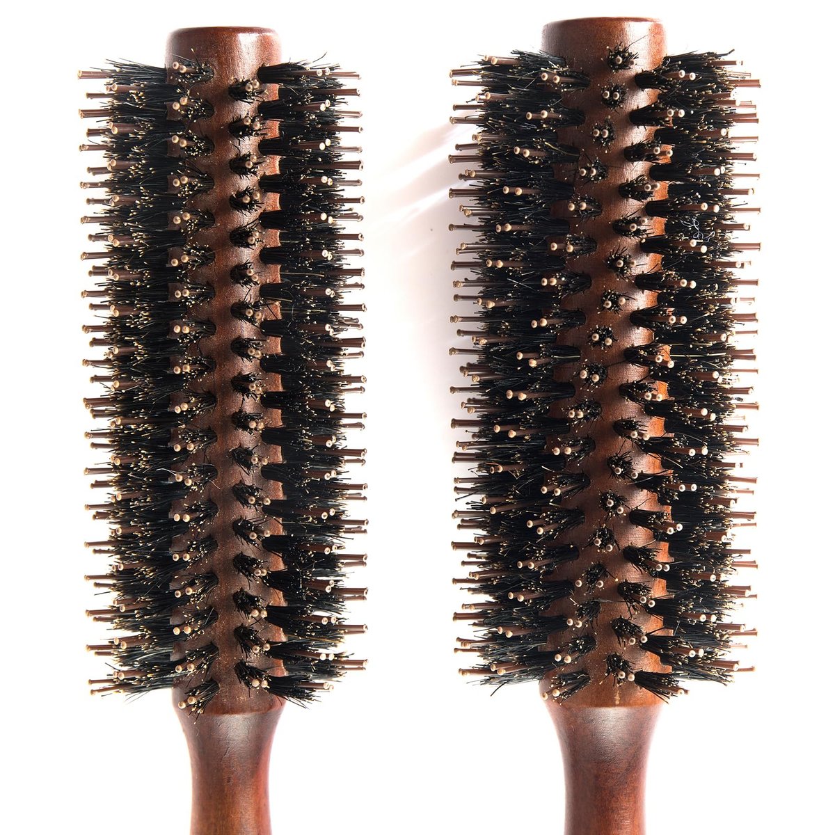 Boar Bristle Round Hair Brush Set with Nylon Pin - Wooden Handle for Straightening, Curling, Volumizing & Detangling (2 Brushes) - görsel 7