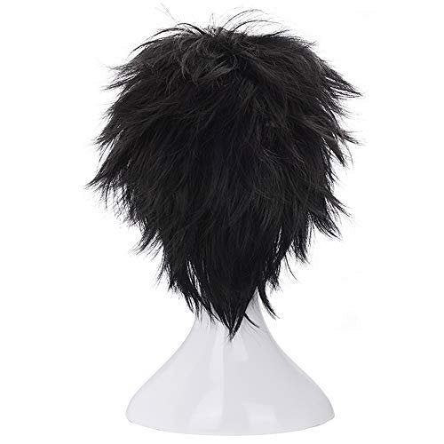 Morvally Short Messy Black Heat Resistant Synthetic Hair Wig for Cosplay, Halloween, Anime Avelisse