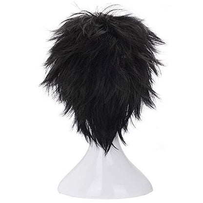 Morvally Short Messy Black Heat Resistant Synthetic Hair Wig for Cosplay, Halloween, Anime Avelisse