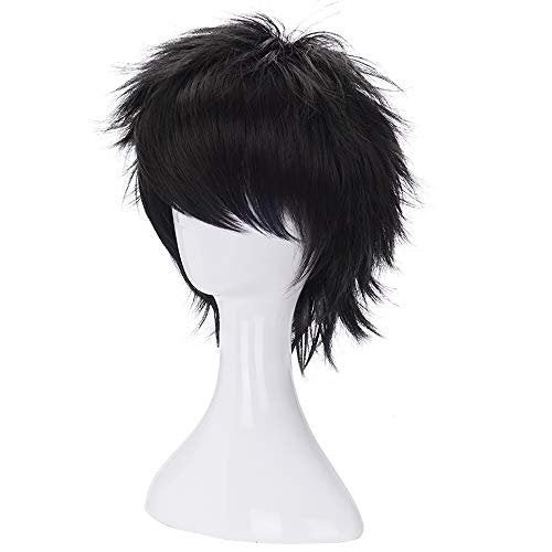 Morvally Short Messy Black Heat Resistant Synthetic Hair Wig for Cosplay, Halloween, Anime Avelisse