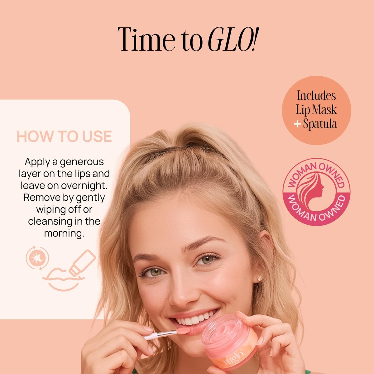 YUGLO Lip Sleeping Mask Peach - Overnight Lip Mask & Glossy Lip Plumper for Dry Lips - Hydrating Lip Moisturizer & Conditioner - görsel 5