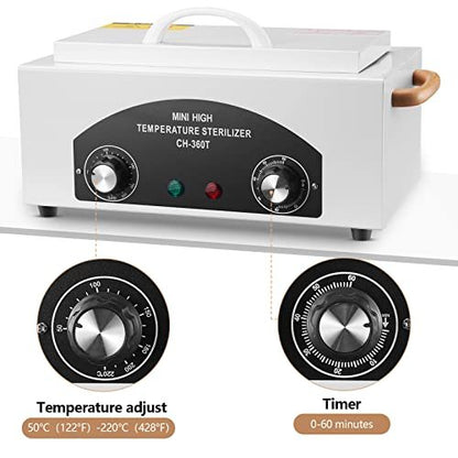 XESSCARE High Temperature Sterilizer Autoclave Machine 110V 300W – Dry Heat Nail & Dental Tool Sterilizer, 1.5L Salon Equipment for Metal Tools with Handle (White) Avelisse