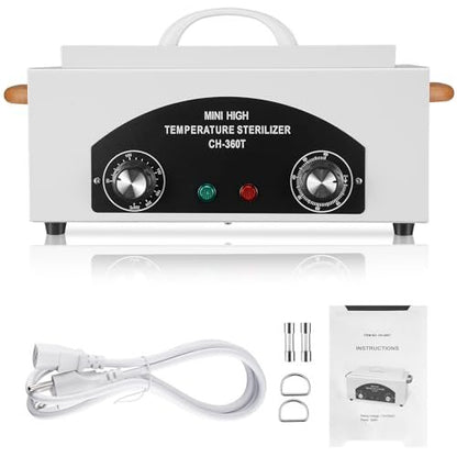 XESSCARE High Temperature Sterilizer Autoclave Machine 110V 300W – Dry Heat Nail & Dental Tool Sterilizer, 1.5L Salon Equipment for Metal Tools with Handle (White) Avelisse