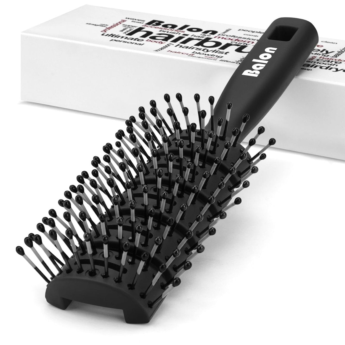 BALON Hair Brush for Women & Men - Speed Dry Vent Hair Brushes, Pain-Free Detangling Brush for All Hair Types (Black, 8.1x2.6 Inch) - görsel 1