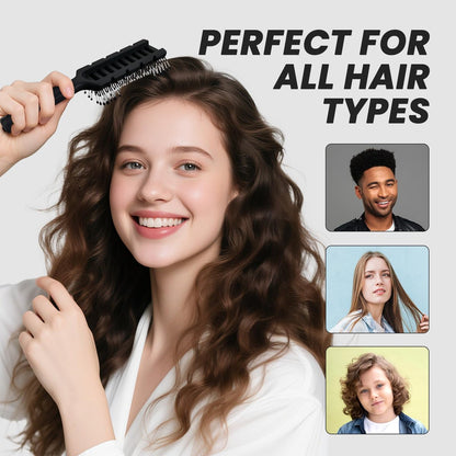 BALON Hair Brush for Women & Men - Speed Dry Vent Hair Brushes, Pain-Free Detangling Brush for All Hair Types (Black, 8.1x2.6 Inch)