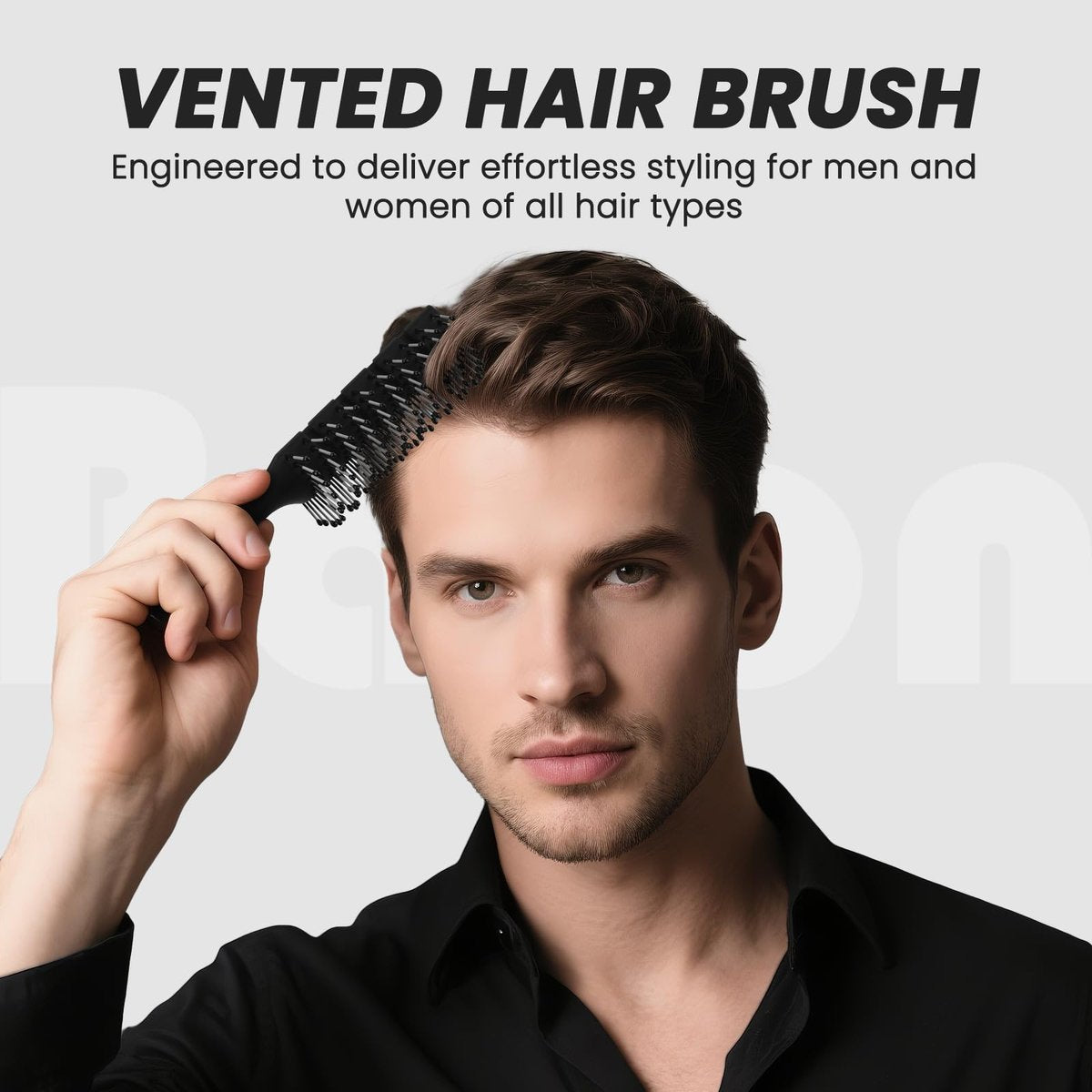 BALON Hair Brush for Women & Men - Speed Dry Vent Hair Brushes, Pain-Free Detangling Brush for All Hair Types (Black, 8.1x2.6 Inch) - görsel 9