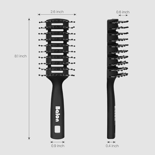 BALON Hair Brush for Women & Men - Speed Dry Vent Hair Brushes, Pain-Free Detangling Brush for All Hair Types (Black, 8.1x2.6 Inch) - görsel 8