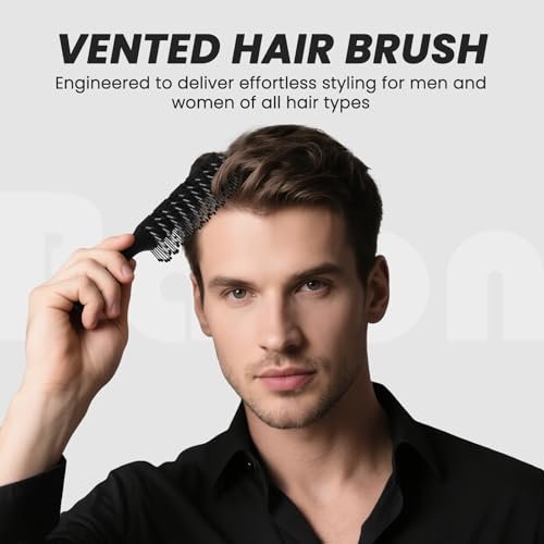 BALON Hair Brush for Women & Men - Speed Dry Vent Hair Brushes, Pain-Free Detangling Brush for All Hair Types (Black, 8.1x2.6 Inch) - görsel 10