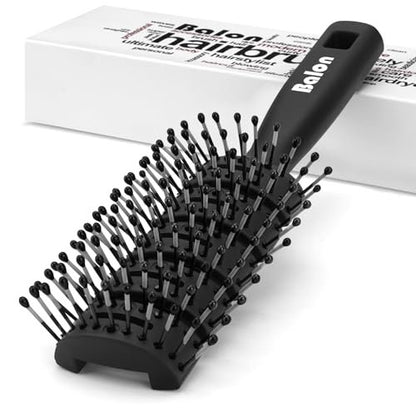 BALON Hair Brush for Women & Men - Speed Dry Vent Hair Brushes, Pain-Free Detangling Brush for All Hair Types (Black, 8.1x2.6 Inch)