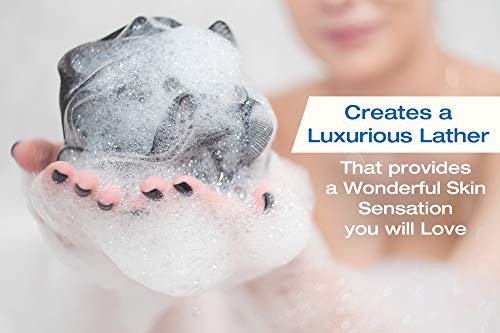 Tilcare XXL 90g Charcoal Shower Loofah 3 Pack - Exfoliating Bath Sponge for Men & Women, Body Scrubber for Smooth Skin Avelisse