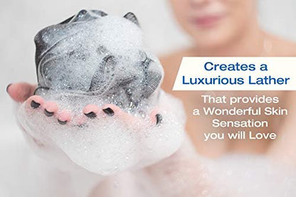 Tilcare XXL 90g Charcoal Shower Loofah 3 Pack - Exfoliating Bath Sponge for Men & Women, Body Scrubber for Smooth Skin Avelisse