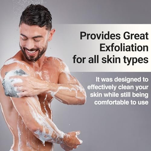 Tilcare XXL 90g Charcoal Shower Loofah 3 Pack - Exfoliating Bath Sponge for Men & Women, Body Scrubber for Smooth Skin Avelisse
