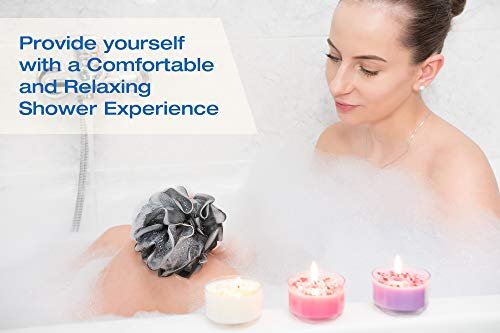 Tilcare XXL 90g Charcoal Shower Loofah 3 Pack - Exfoliating Bath Sponge for Men & Women, Body Scrubber for Smooth Skin Avelisse