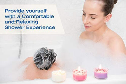Tilcare XXL 90g Charcoal Shower Loofah 3 Pack - Exfoliating Bath Sponge for Men & Women, Body Scrubber for Smooth Skin Avelisse