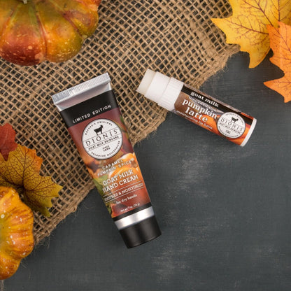 Dionis Goat Milk Caramel Pumpkin Spice Hand Cream & Pumpkin Latte Lip Balm Set