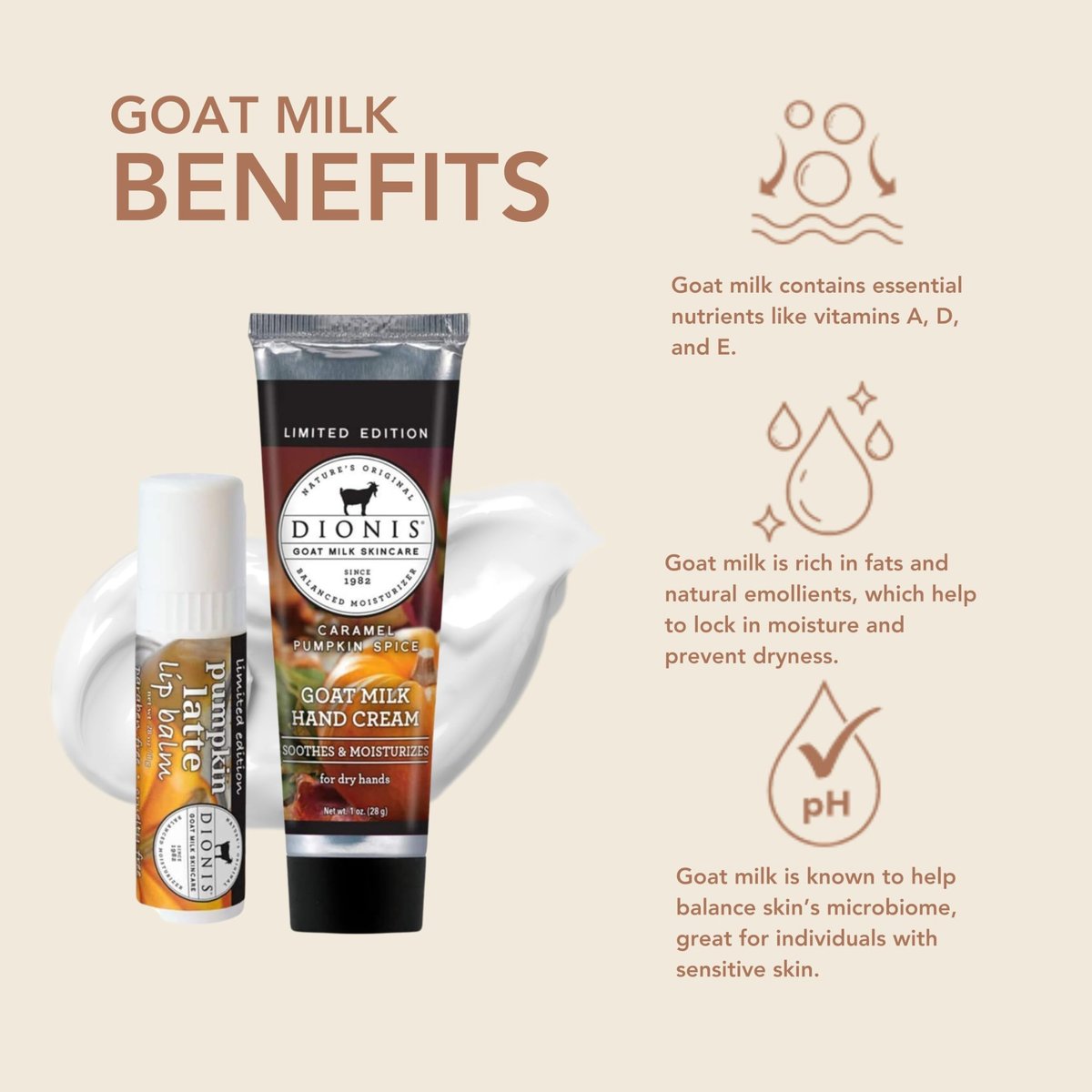 Dionis Goat Milk Caramel Pumpkin Spice Hand Cream & Pumpkin Latte Lip Balm Set - görsel 3
