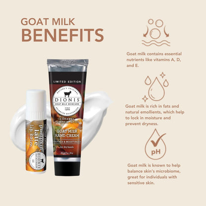 Dionis Goat Milk Caramel Pumpkin Spice Hand Cream & Pumpkin Latte Lip Balm Set