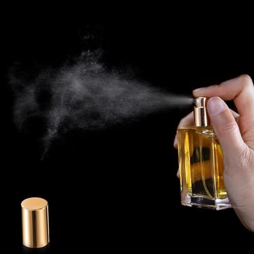 Foraineam 12 Pack 1 oz / 30ml Clear Glass Perfume Bottle, Refillable Empty Fine Mist Atomizer Spray Bottles, Portable Square Perfume Atomizer Bottles for Fragrance, Lotion, Essential Oil Avelisse