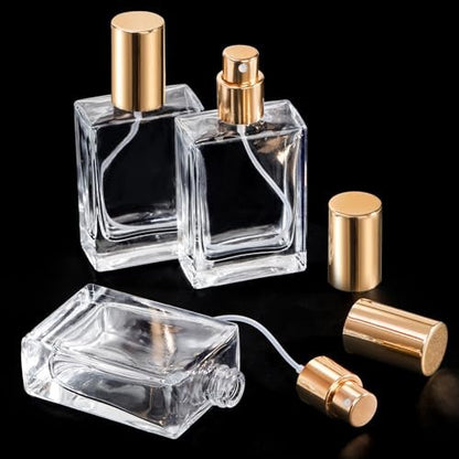 Foraineam 12 Pack 1 oz / 30ml Clear Glass Perfume Bottle, Refillable Empty Fine Mist Atomizer Spray Bottles, Portable Square Perfume Atomizer Bottles for Fragrance, Lotion, Essential Oil Avelisse