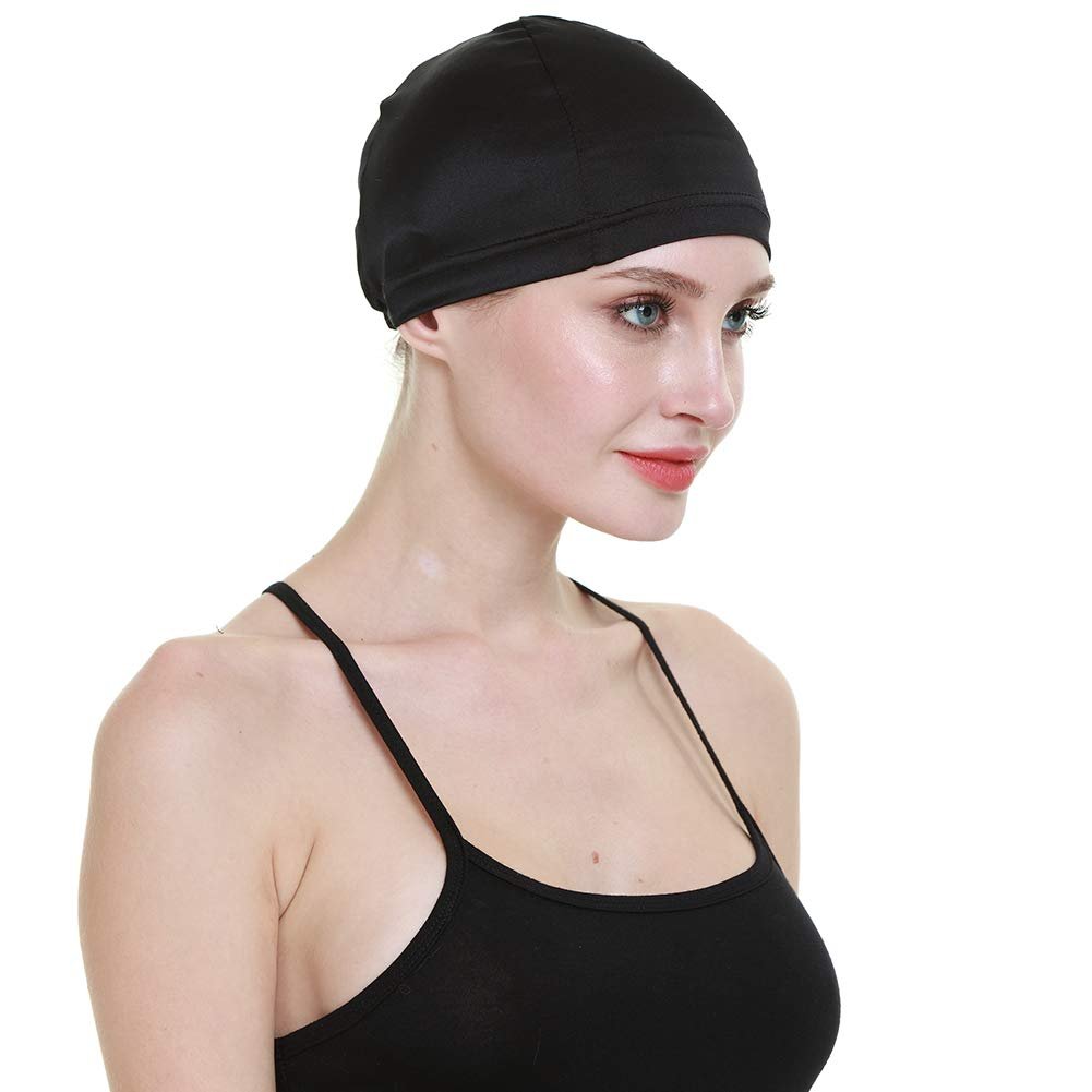 FocusCare 100% Mulberry Silk Wig Cap – Black, Elastic Band for Hair Loss, Cancer Patients, Bald Women Avelisse