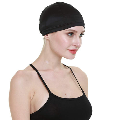 FocusCare 100% Mulberry Silk Wig Cap – Black, Elastic Band for Hair Loss, Cancer Patients, Bald Women Avelisse