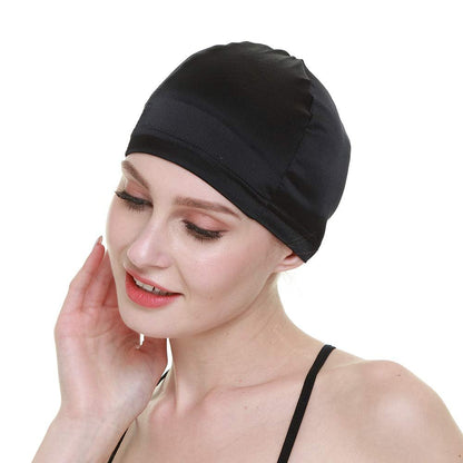 FocusCare 100% Mulberry Silk Wig Cap – Black, Elastic Band for Hair Loss, Cancer Patients, Bald Women Avelisse