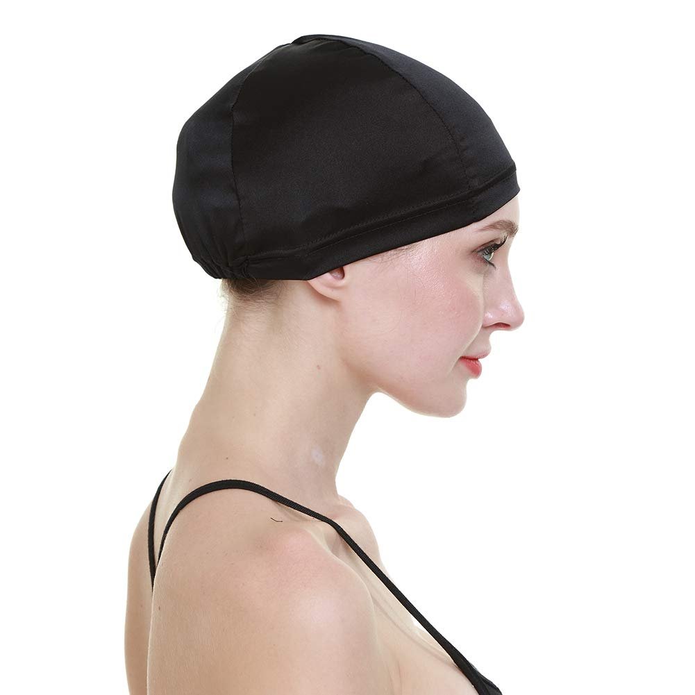 FocusCare 100% Mulberry Silk Wig Cap – Black, Elastic Band for Hair Loss, Cancer Patients, Bald Women Avelisse