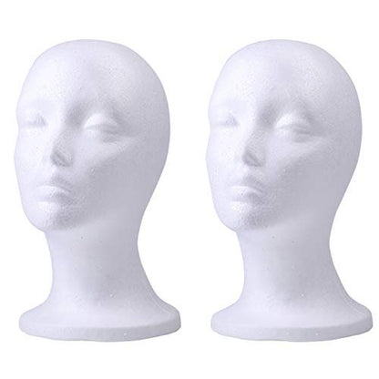 Foraineam 2 Pack Foam Wig Display Stand – Female Mannequin Wig Holder, White Foam Heads for Glasses, Mask, Hat, and Hairpieces Avelisse