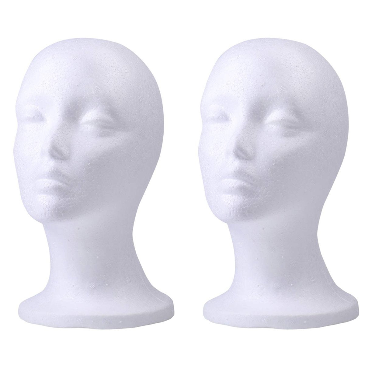 Foraineam 2 Pack Foam Wig Display Stand – Female Mannequin Wig Holder, White Foam Heads for Glasses, Mask, Hat, and Hairpieces Avelisse