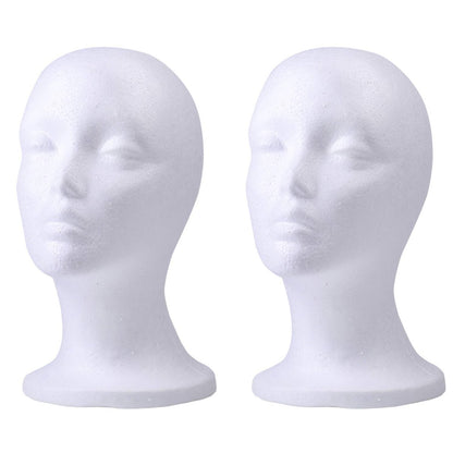 Foraineam 2 Pack Foam Wig Display Stand – Female Mannequin Wig Holder, White Foam Heads for Glasses, Mask, Hat, and Hairpieces Avelisse