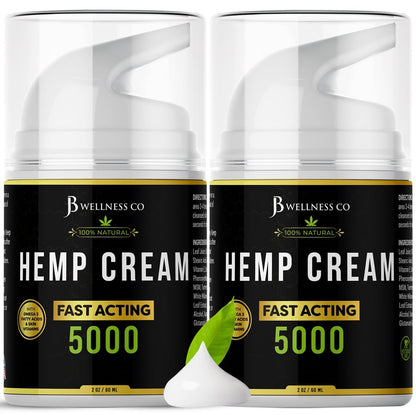 JB Wellness Co Hemp Cream 4oz 2-Pack with Neem, MSM, Turmeric, Emu Oil, Menthol, Aloe Avelisse