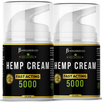 JB Wellness Co Hemp Cream 4oz 2-Pack with Neem, MSM, Turmeric, Emu Oil, Menthol, Aloe Avelisse