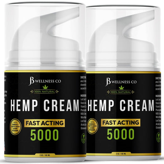 JB Wellness Co Hemp Cream 4oz 2-Pack with Neem, MSM, Turmeric, Emu Oil, Menthol, Aloe Avelisse