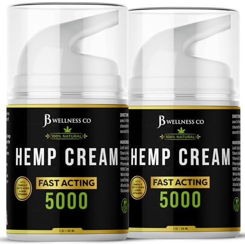 JB Wellness Co Hemp Cream 4oz 2-Pack with Neem, MSM, Turmeric, Emu Oil, Menthol, Aloe Avelisse