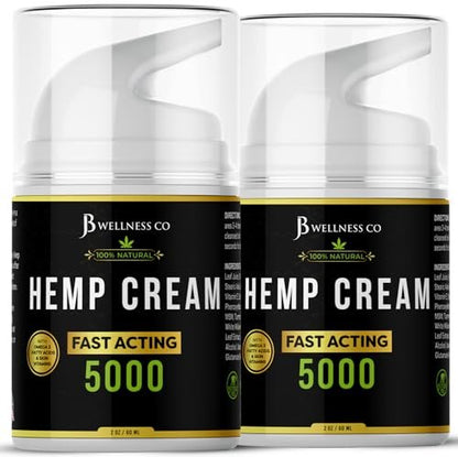 JB Wellness Co Hemp Cream 4oz 2-Pack with Neem, MSM, Turmeric, Emu Oil, Menthol, Aloe Avelisse