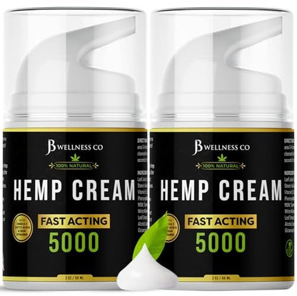 JB Wellness Co Hemp Cream 4oz 2-Pack with Neem, MSM, Turmeric, Emu Oil, Menthol, Aloe Avelisse