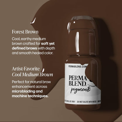 Perma Blend Forest Brown Microblading Ink – Neutral Medium Brown Permanent Eyeliner Tattoo Ink (0.5 oz) Avelisse