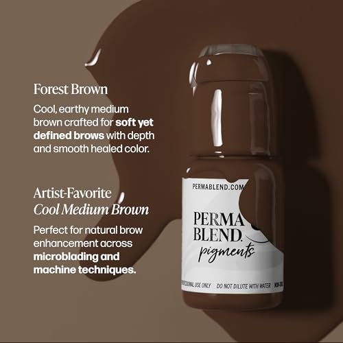 Perma Blend Forest Brown Microblading Ink – Neutral Medium Brown Permanent Eyeliner Tattoo Ink (0.5 oz) Avelisse