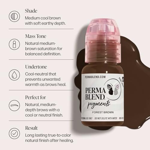 Perma Blend Forest Brown Microblading Ink – Neutral Medium Brown Permanent Eyeliner Tattoo Ink (0.5 oz) Avelisse