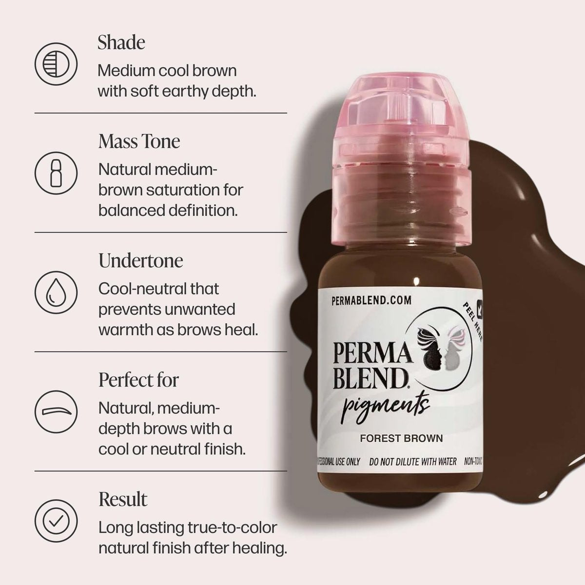 Perma Blend Forest Brown Microblading Ink – Neutral Medium Brown Permanent Eyeliner Tattoo Ink (0.5 oz) Avelisse