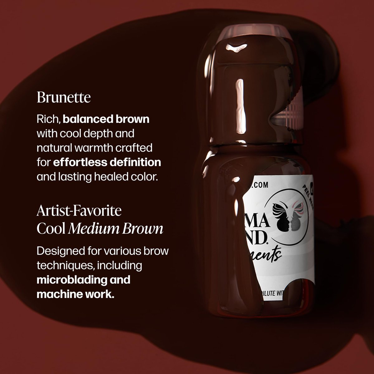 Perma Blend Brunette Tattoo Ink - Professional Microblading Supplies for Eyebrow & Eyeliner Permanent Makeup - High Opacity Vegan Ink (0.5 oz) Avelisse