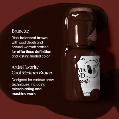 Perma Blend Brunette Tattoo Ink - Professional Microblading Supplies for Eyebrow & Eyeliner Permanent Makeup - High Opacity Vegan Ink (0.5 oz) Avelisse