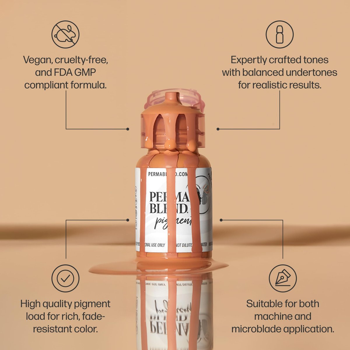 Perma Blend Brunette Tattoo Ink - Professional Microblading Supplies for Eyebrow & Eyeliner Permanent Makeup - High Opacity Vegan Ink (0.5 oz) Avelisse