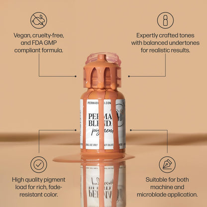 Perma Blend Brunette Tattoo Ink - Professional Microblading Supplies for Eyebrow & Eyeliner Permanent Makeup - High Opacity Vegan Ink (0.5 oz) Avelisse