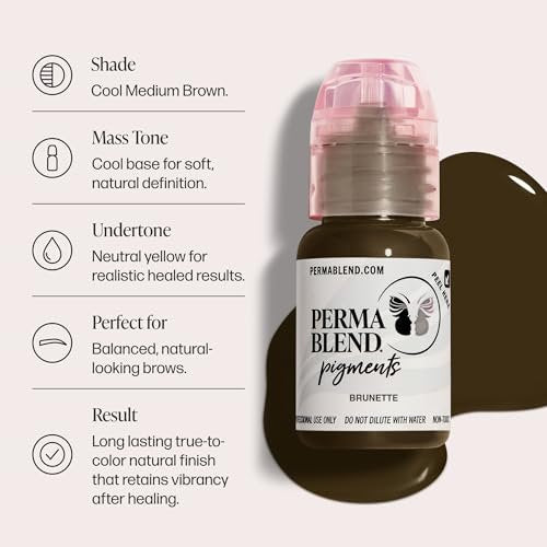 Perma Blend Brunette Tattoo Ink - Professional Microblading Supplies for Eyebrow & Eyeliner Permanent Makeup - High Opacity Vegan Ink (0.5 oz) Avelisse