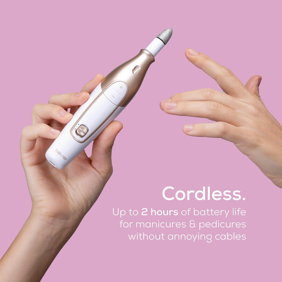Beurer MP64 Cordless Nail Drill Kit - Electric Nail File with 10 Attachments, LED Light, Adjustable Speed, Manicure & Pedicure E-File, Storage Case Avelisse