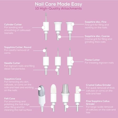 Beurer MP64 Cordless Nail Drill Kit - Electric Nail File with 10 Attachments, LED Light, Adjustable Speed, Manicure & Pedicure E-File, Storage Case Avelisse